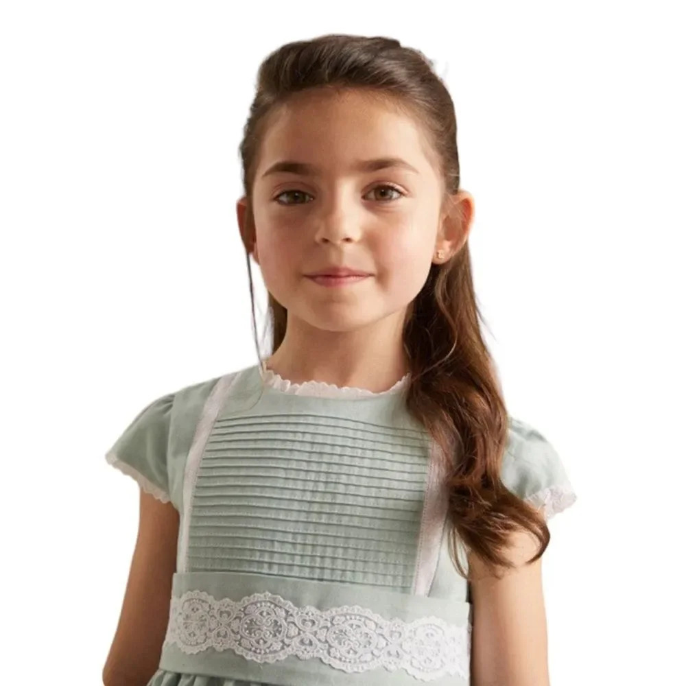 COCONUT | Mint | LINEN AND LACE DRESS - Picture 3 of 15